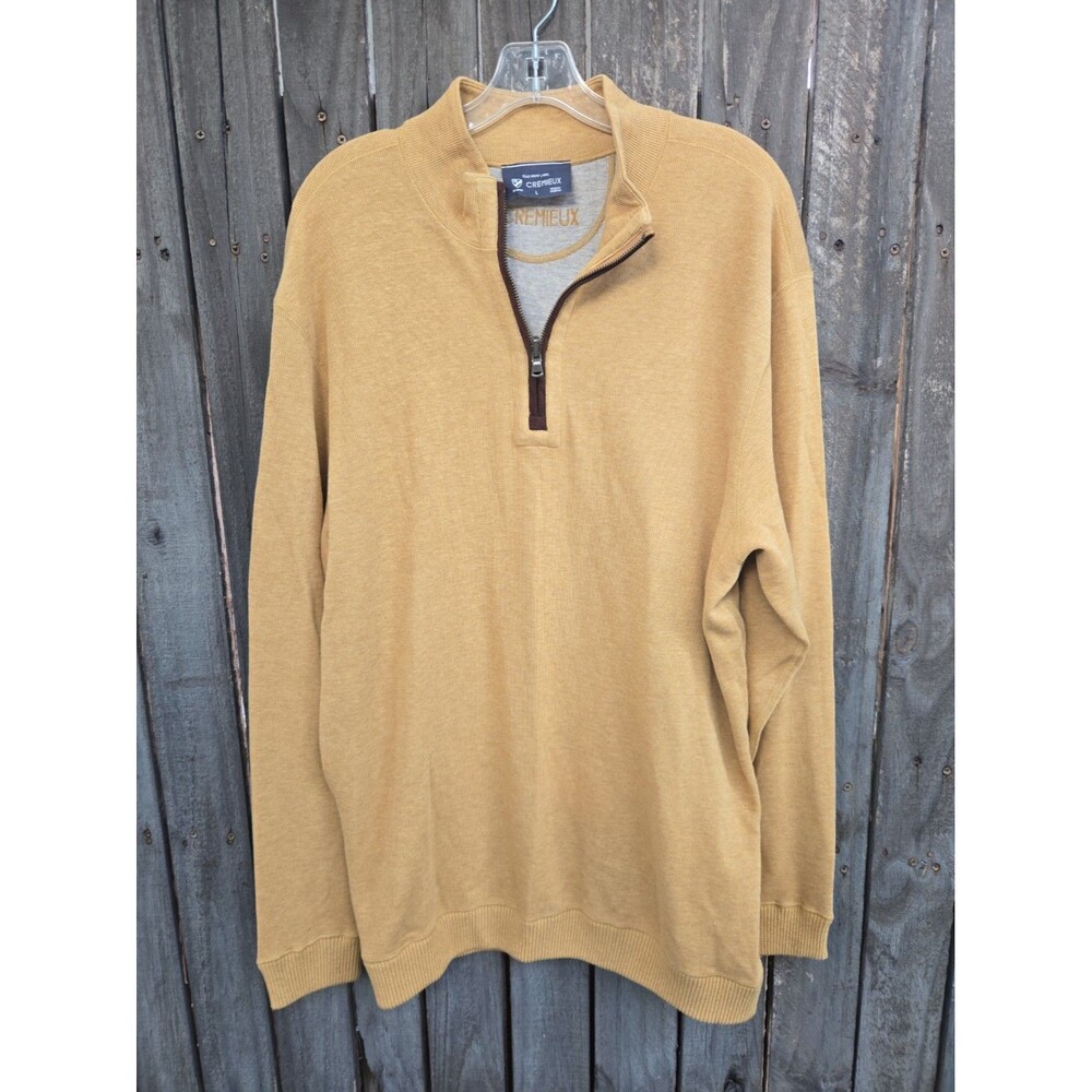 Cremieux Men's Tan and Brown Quarter Zip Pullover Sweater Size L
